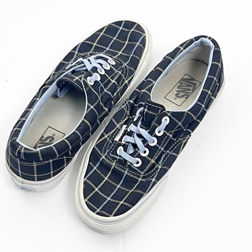 VANS ERA Blue Plaid Low Top Lace Up Canvas Shoes Women’s Size 8.5